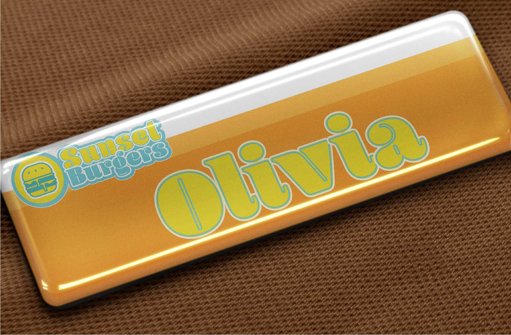 Name Badges Sunset Burger Olivia